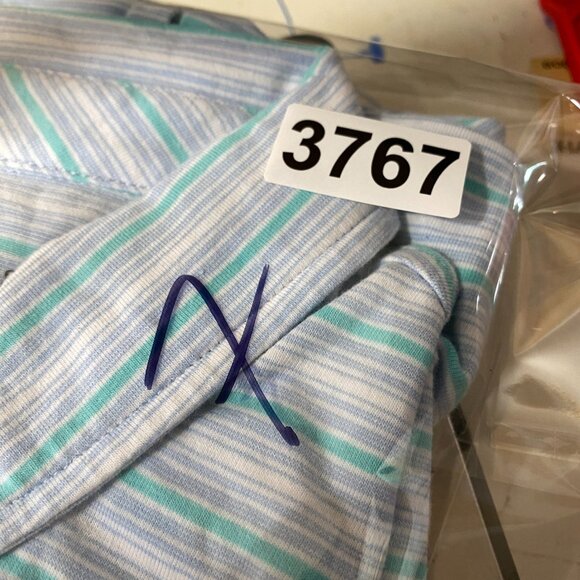 Vineyard Vines Edgartown Polo Shirt Men L Purple/Green Stripe Whale Logo Stretch - Picture 9 of 9